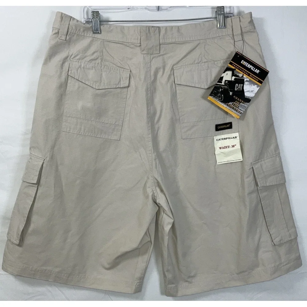 NWT Men's Caterpillar CAT Workwear Cargo Shorts Stone‎ - Size 38